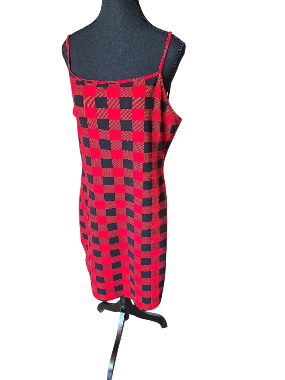 Red and Black Check Slip Dress - Women